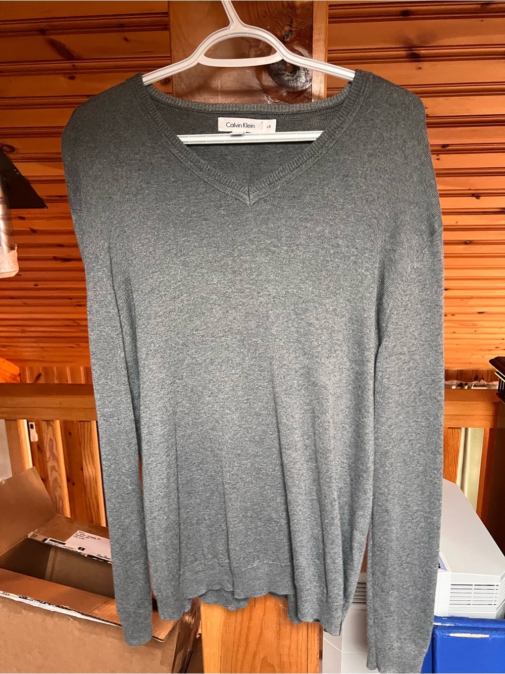 Calvin Klein Men's Heather Gray V-Neck Sweater